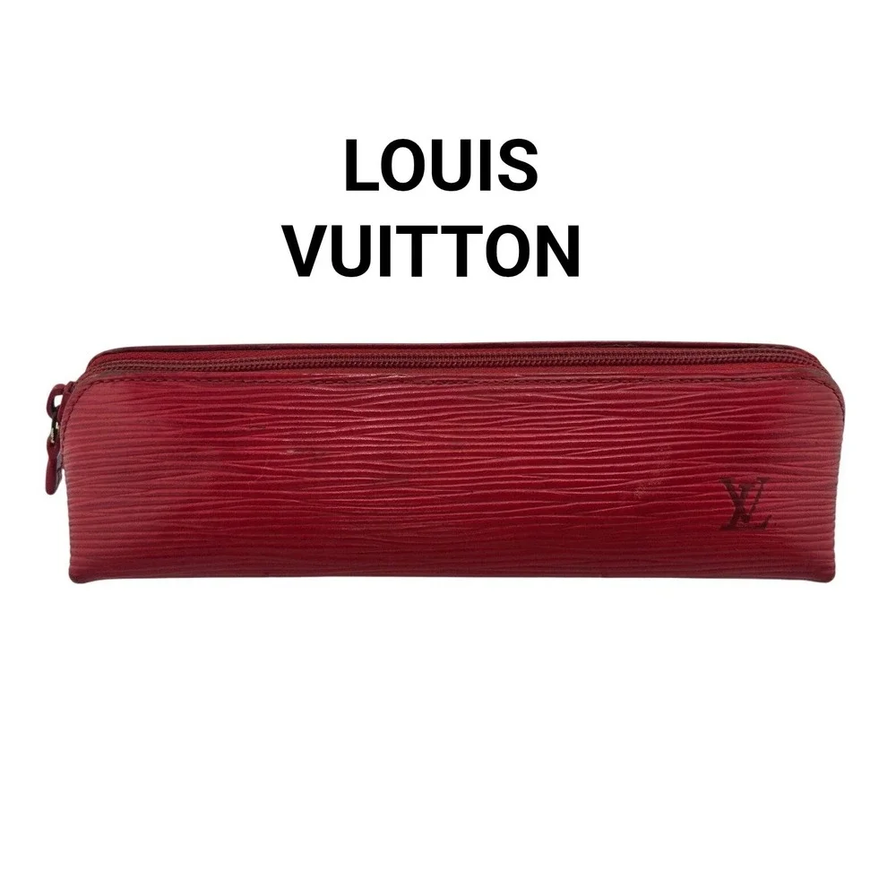 Louis Vuitton Epi Leather Pencil Case Red Pouch MI0956 Made in France